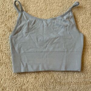 Women's Light Blue Ribbed Crop Top